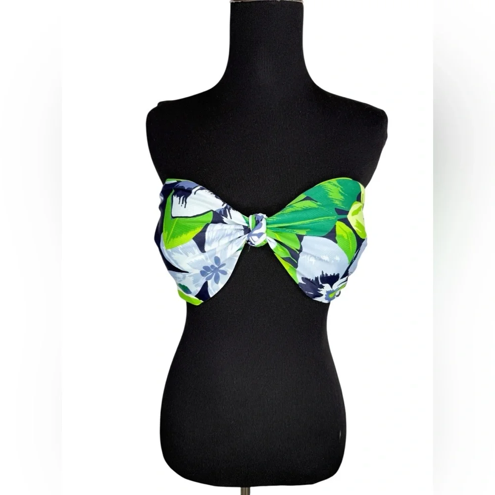 AERIE Floral Strapless Bandeau Swimsuit Top Size Large